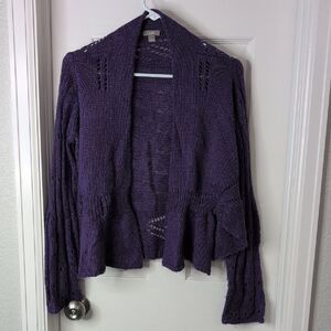 J. Jill Purple Open front Women's Cardigan Wool Blend